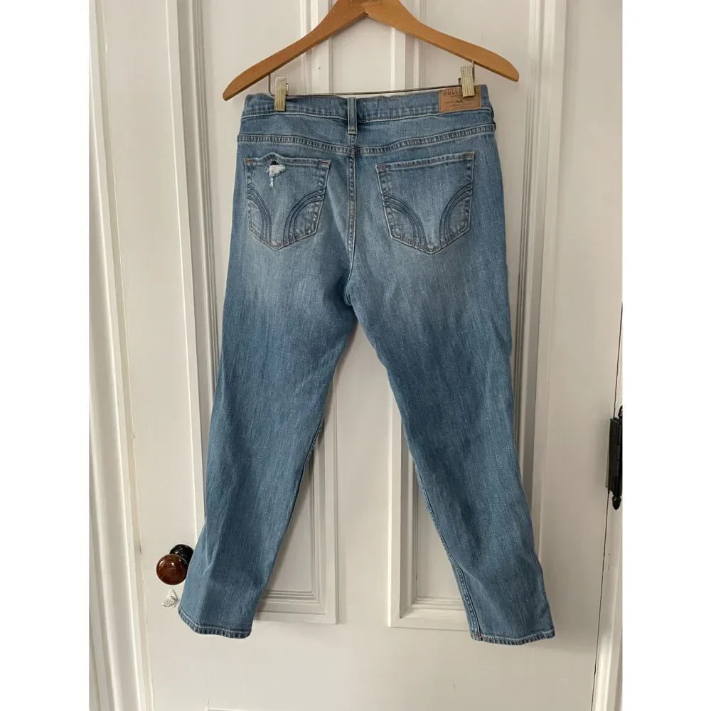 Hollister vintage boyfriend rainbow embrroidered distressed crop jeans 27